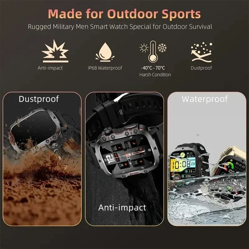 2024 New Fitness Motion Blood pressure Watch For Android IOS Bluetooth Call Smart Watch Men 3ATM Waterproof 2.0 Inch SmartWatch