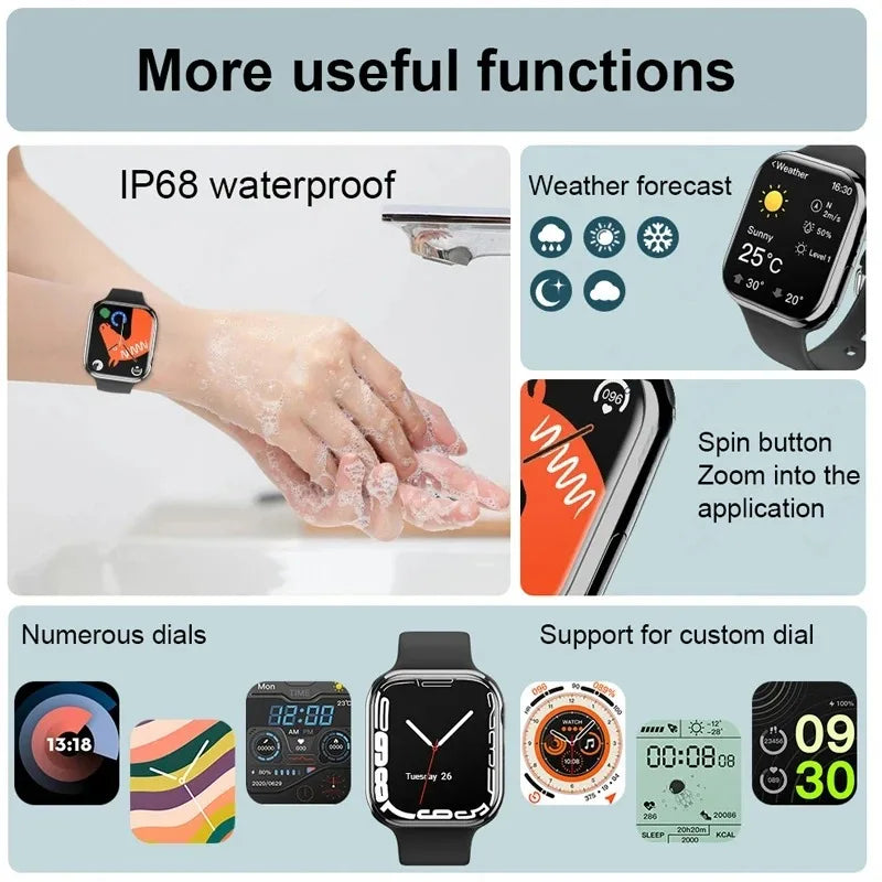 2024 New For Apple Watch 10 GPS Smart Watch Men Series 10 HD Screen Bluetooth Call Heart Rate Blood Pressure Sport Smartwatch