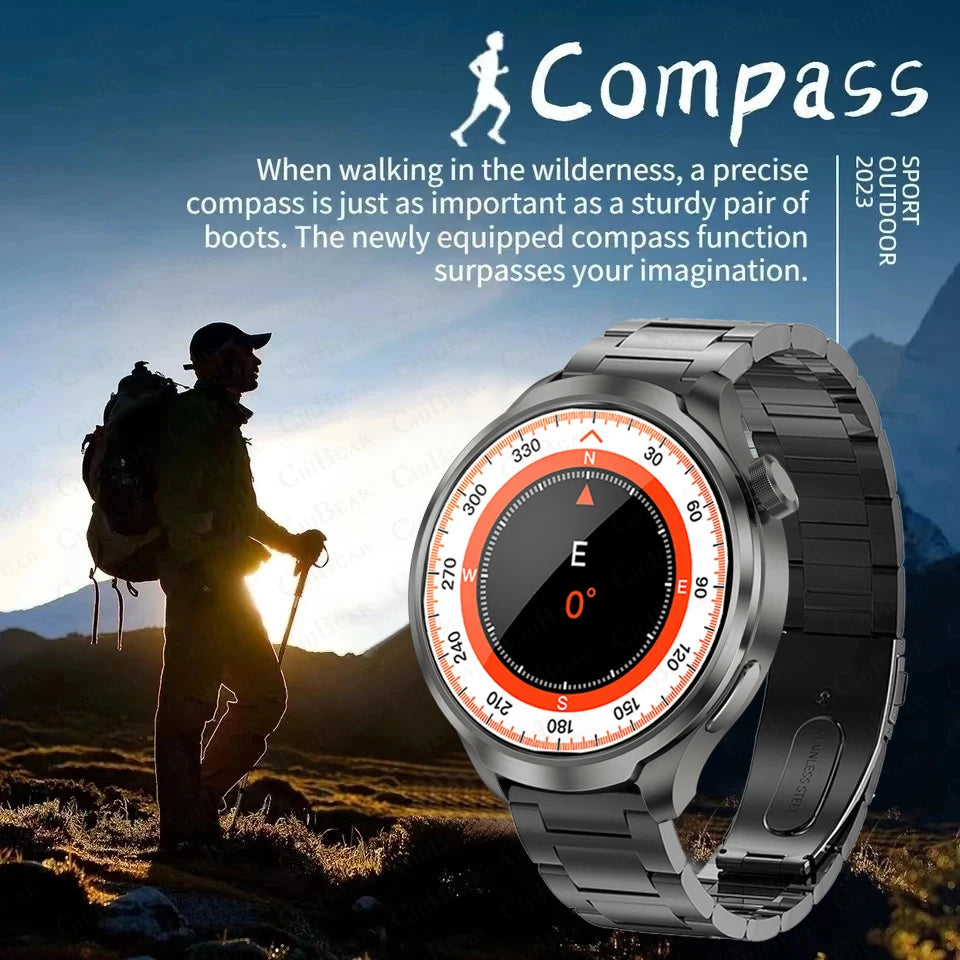 For Huawei Xiaomi New GPS Track Smart Watch Men 1.85 inch Compass Heart Rate Fitness Watches NFC Bluetooth Call Smartwatch 2024