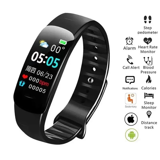 2024 C1 Plus Sports SmartWatch Heart Rate Blood Pressure Monitoring Waterproof Smart Bracelet Men Women Multi-function Watches