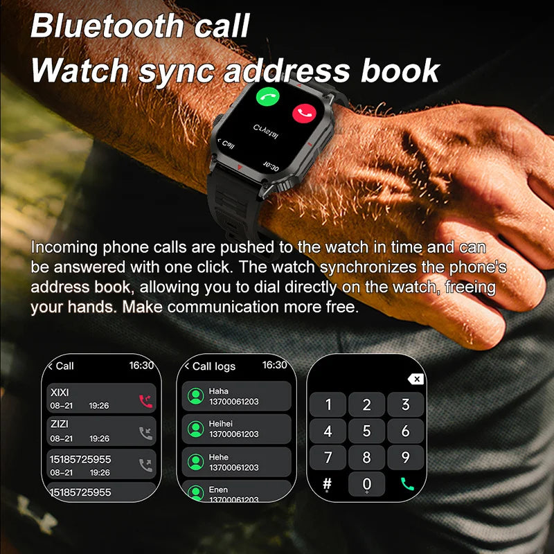 2024 New GPS Smart Watch Men Outdoor Military IP68 Waterproof Sport Ftiness Watches Blood Sugar 1.95'' Bluetooth Call Smartwatch