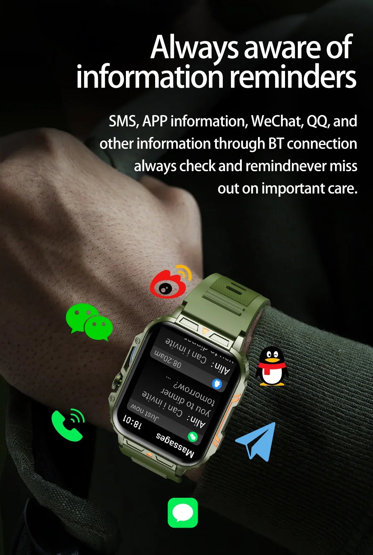 2024 New 1.95" Outdoor Military Smart Watch Men Bluetooth Call Smartwatch For Xiaomi Android IOS Ip68 Waterproof Ftiness Watches