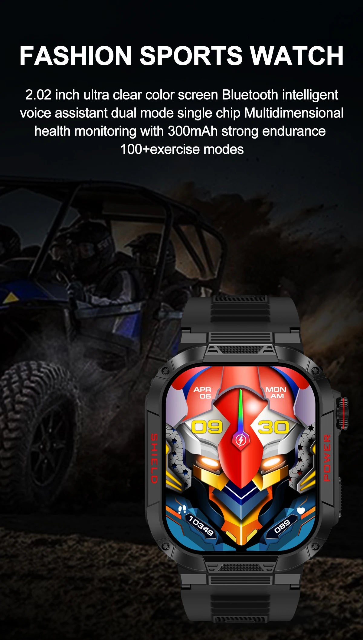 2024 New Outdoor Military smartwatch Men Bluetooth Call 300 Mah IP68 Waterproof Heart Rate Sport Smartwatch For Android and  IOS