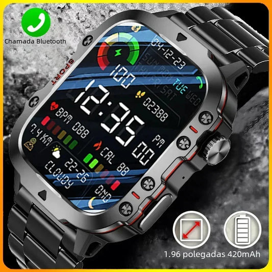 2024 New Outoor Military GPS Track Smart Watch Men 5ATM Sport Fitness Tracker 1.96" Bluetooth Call Smartwatch For Android IOS