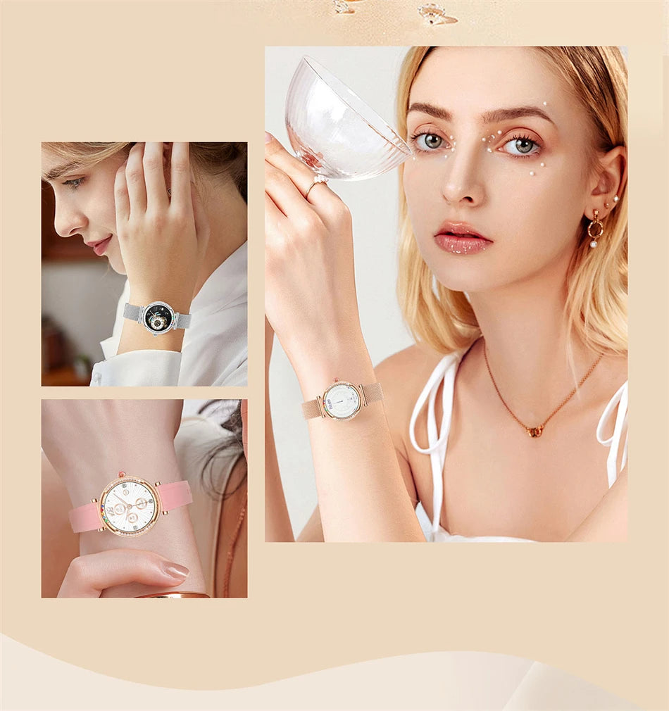 For Android Xiaomi Smart Watch Women Heart Rate Sports Fashion Ladies Bracelet Bluetooth Call Waterproof Smart Watch 2024 New