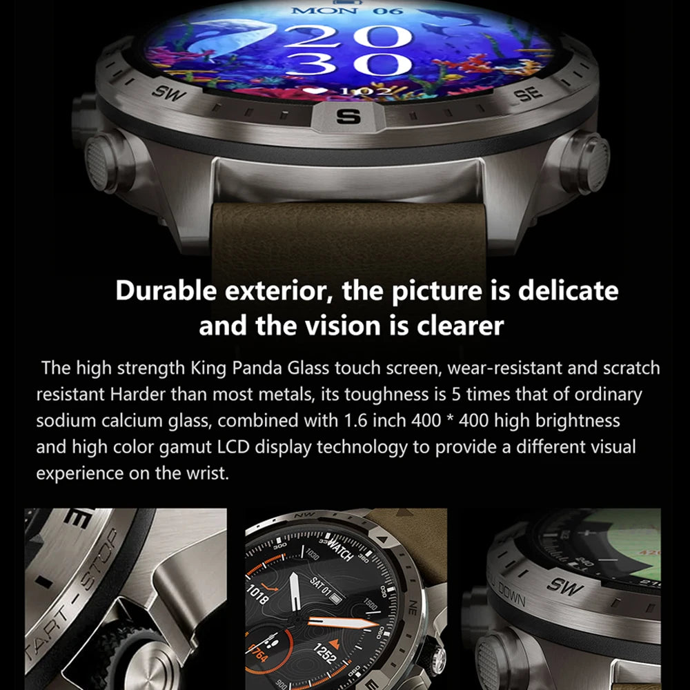 For Huawei Xiaomi 2024 New Bluetooth Call Smart Watch Men GPS Sports Compass IP68 Waterproof Rugged Military Smartwatches+Box