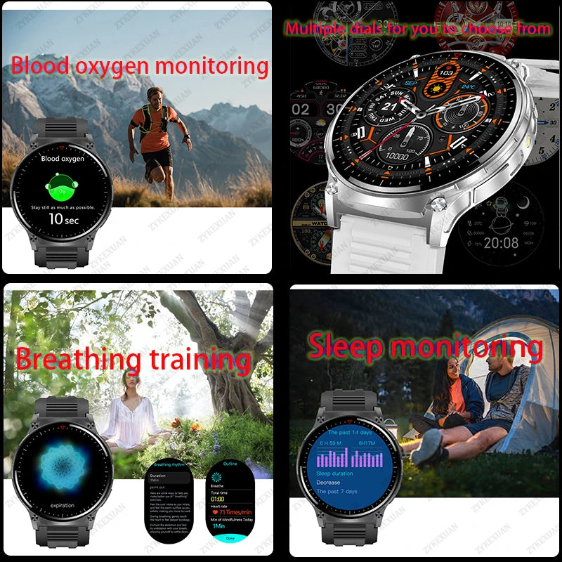 For Xiaomi Outdoor Sports Smart Watch Men Compass LED light 3ATM Waterproof AI Voice Bluetooth Call Fitness Smartwatch 2024﻿ New