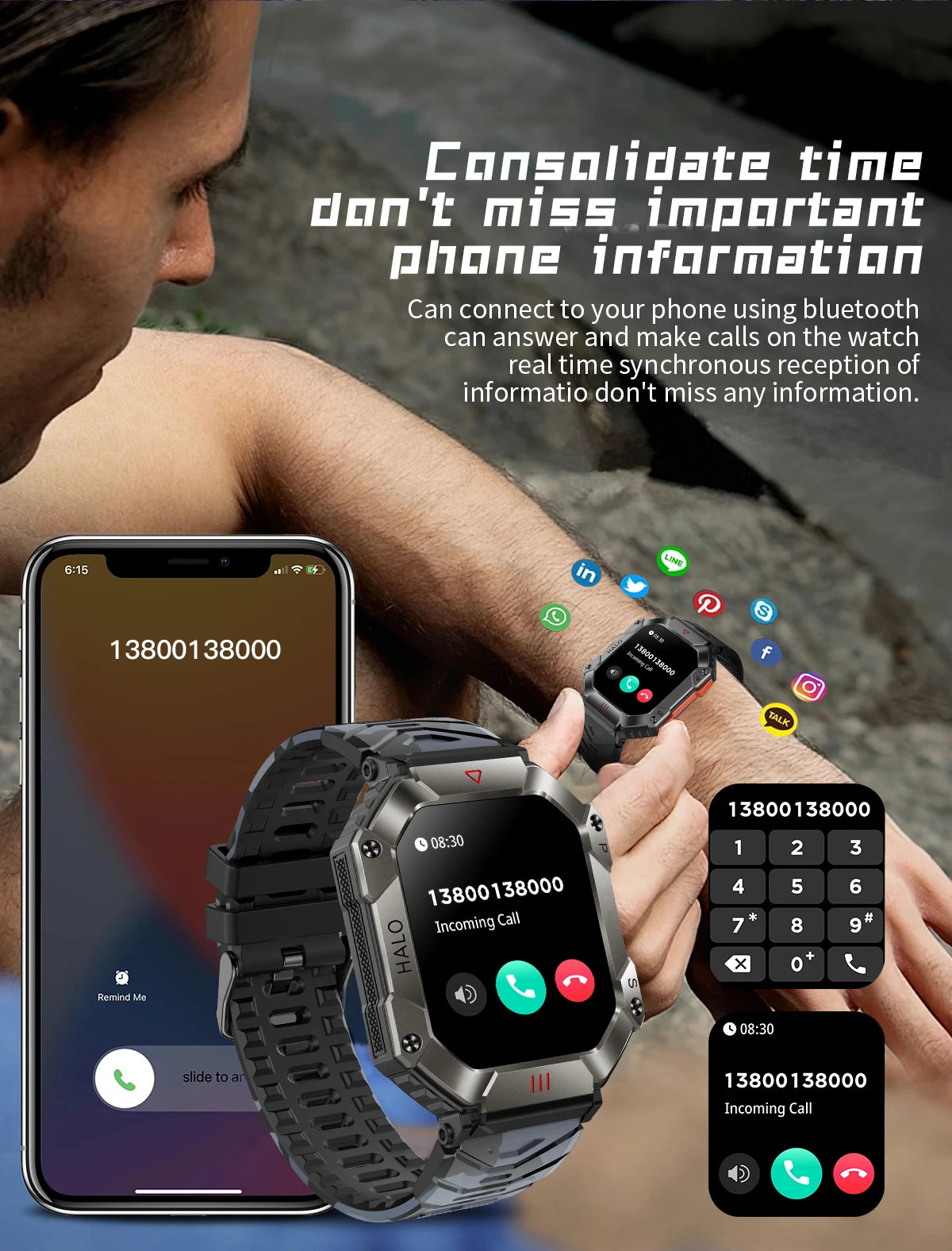 2024 New Military Smart Watch Men GPS Tracker 620mAh Battery Ultra Long Standby Compass Bluetooth Call Outdoor Sports Smartwatch