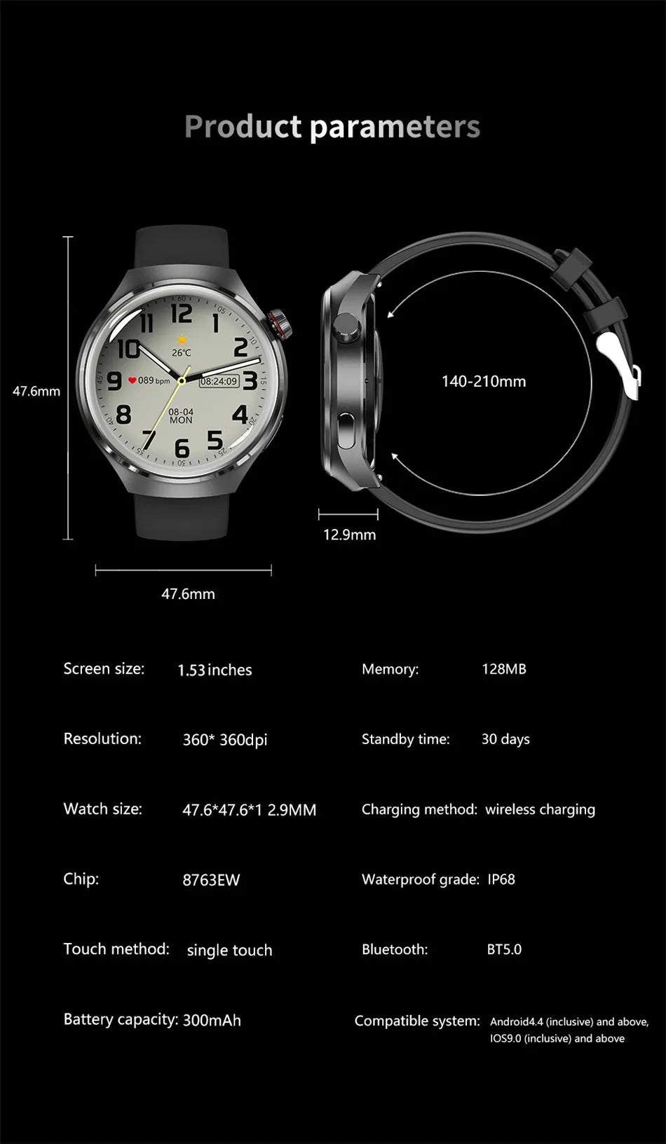 2024 New GPS Smart Watch 4 Pro Men 360*360 HD Screen Heart Rate Bluetooth Call IP68 Waterproof NFC SmartWatch For Huawei Xiaomi