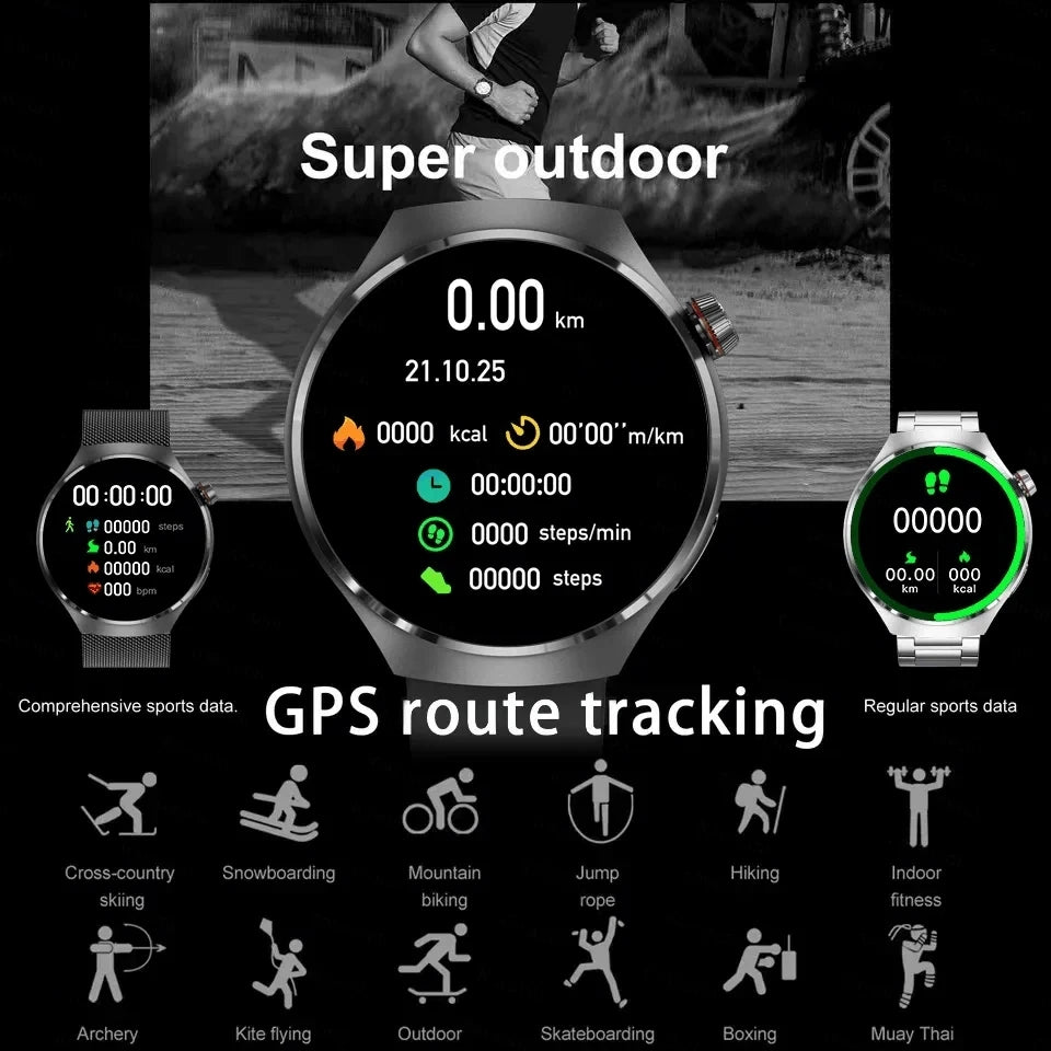 For HUAWEI GT4 Pro GPS NFC Smart Watch Men 360*360 AMOLED Screen Heart rate Bluetooth Call IP68 Waterproof Man Smartwatch 2024