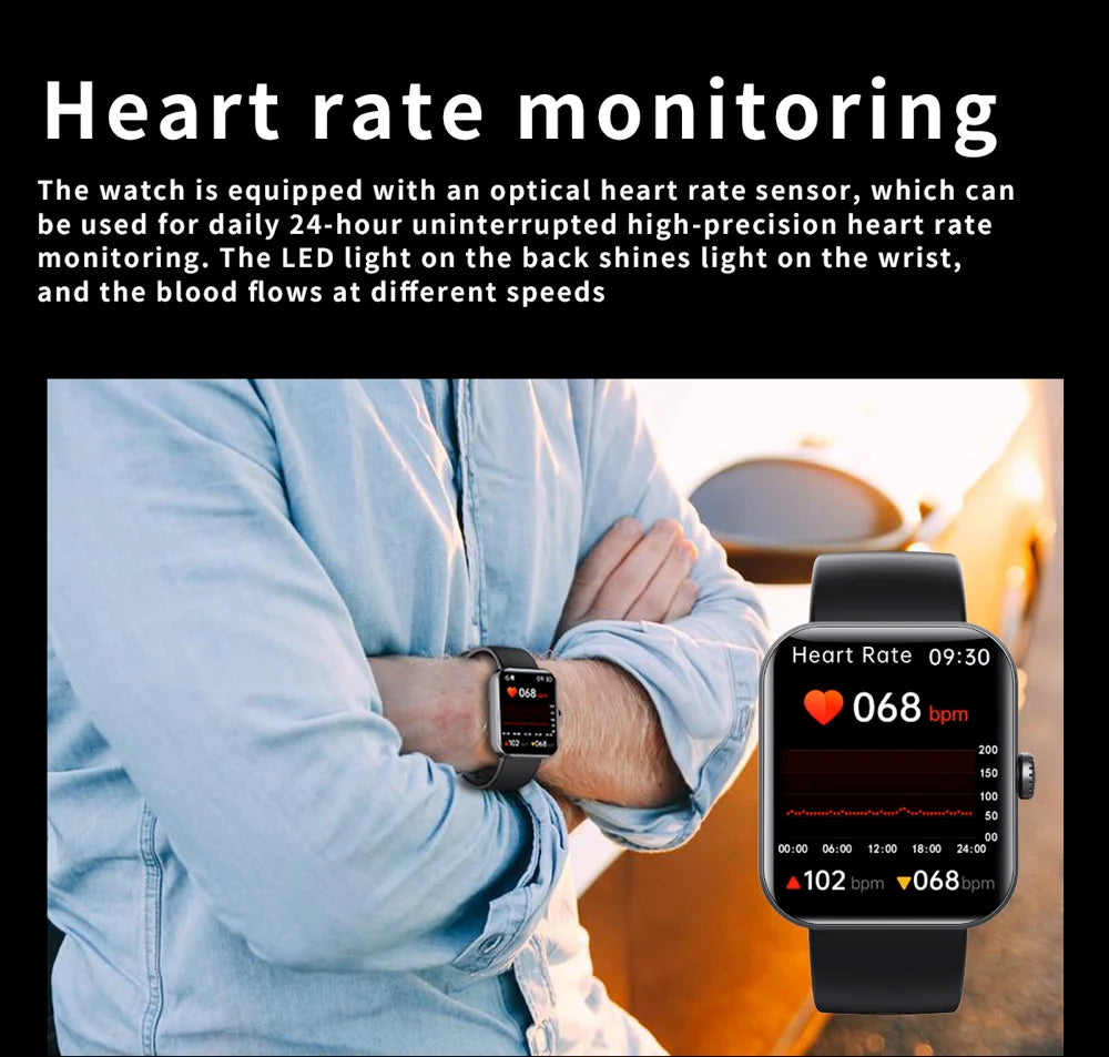 2024 New Blood Glucose Heart Rate Sports Smart Watch For Men 1.91 Inch Screen Body Temperature Monitoring Women Smartwatch