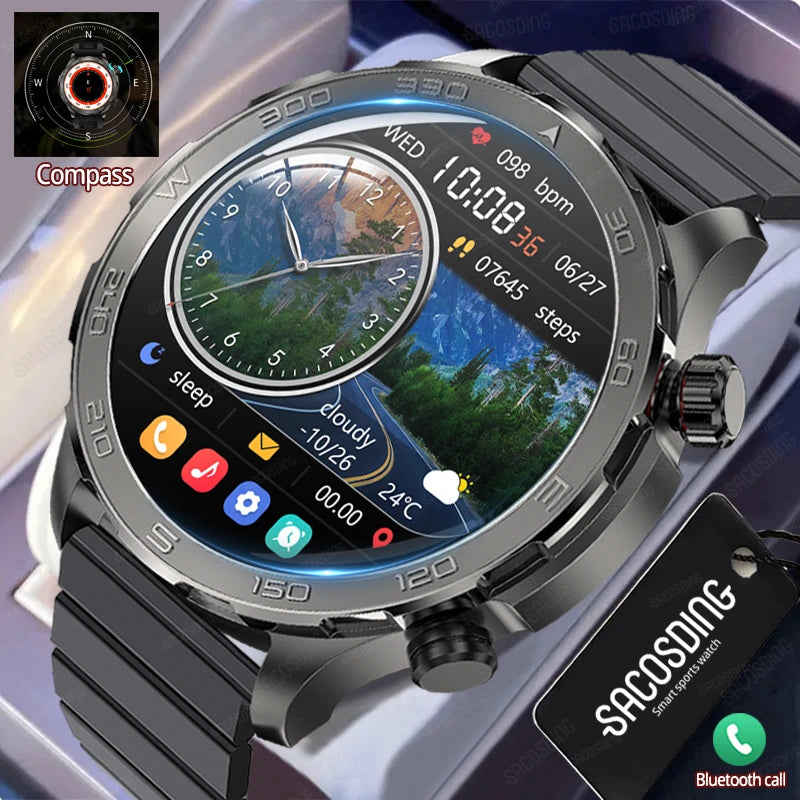 For Huawei Xiaomi 2024 New GPS Track Sports Smart Watch Men Waterproof Heart Rate Blood Oxygen Bluetooth Call Smartwatch Compass