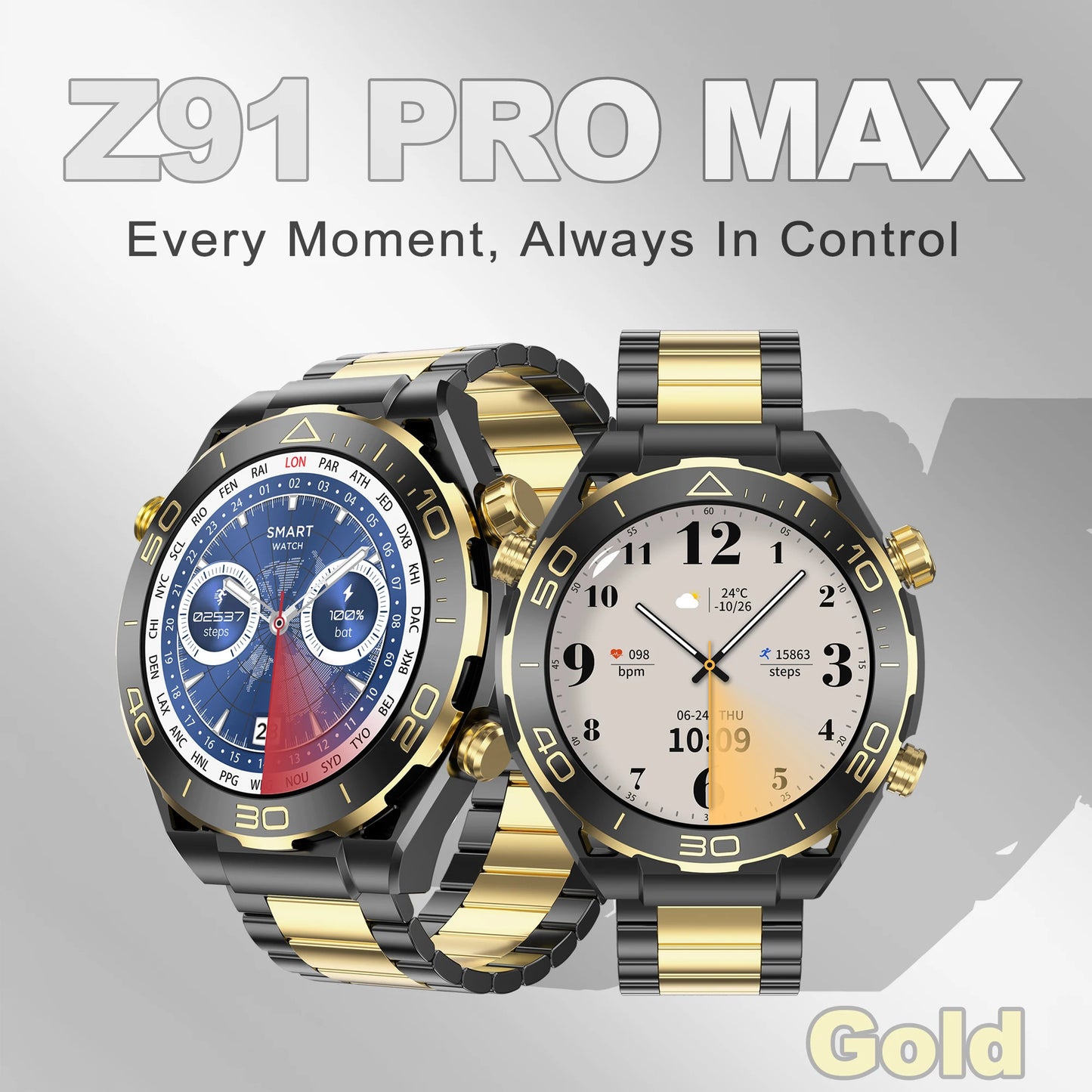 Z91 Promax Smart Watch 2024 Amoled Z91 Pro Max Stainless Steel Round Smartwatch For Men Watch