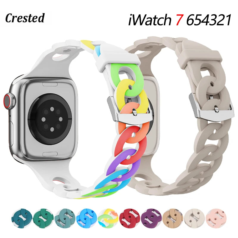 Silicone Strap for Apple watch band 40mm 44mm 45mm 41mm 49mm 42mm 38mm Accessories bracelet iWatch Series 9 8 7 SE 6 5 4 3 Ultra