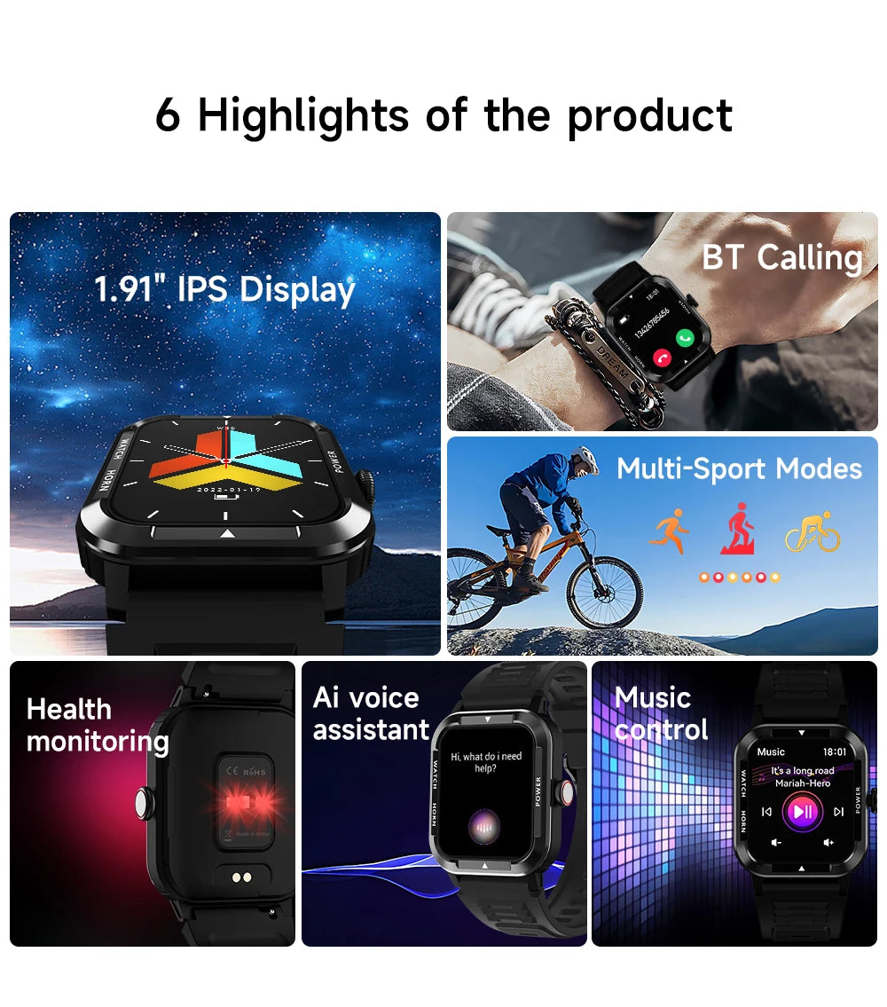 2024 Smart Watch Men Blood Glucose  Fitness Tracker Sports Watch Bluetooth Call Smart Clock Blood pressure Smartwatch For XIAOMI