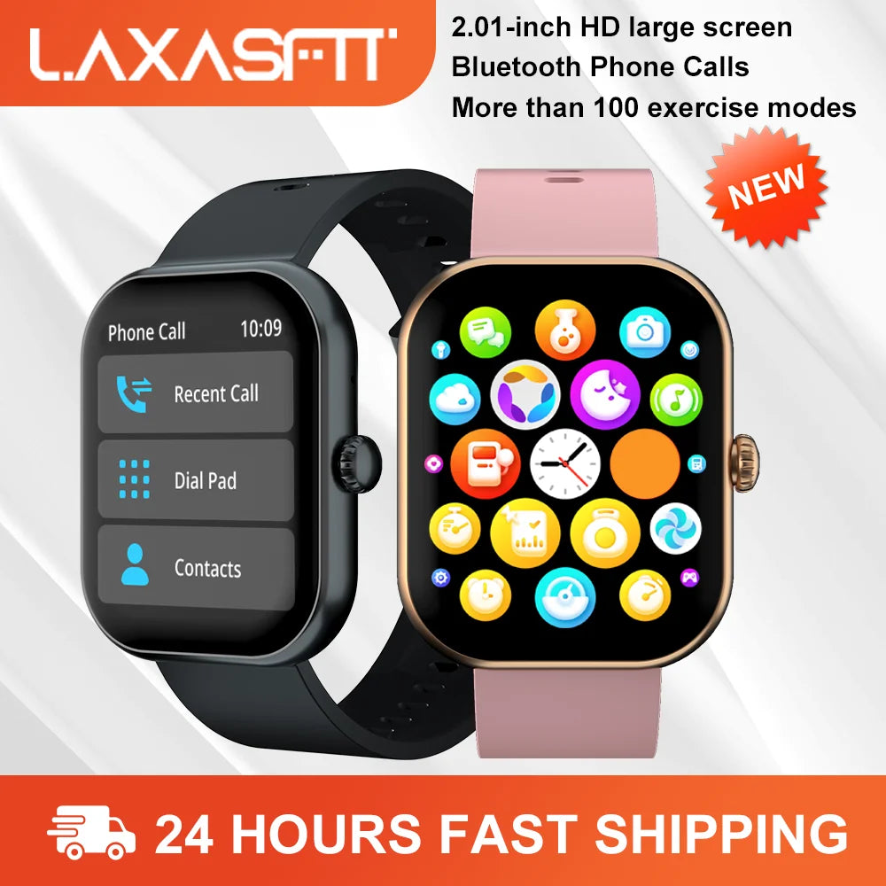 LAXASFIT 2024 New Smart Watch 2.01 inch Color Screen Full Touch Custom Dial Smart Watch Men Women Bluetooth Talk SmartWatch Gift