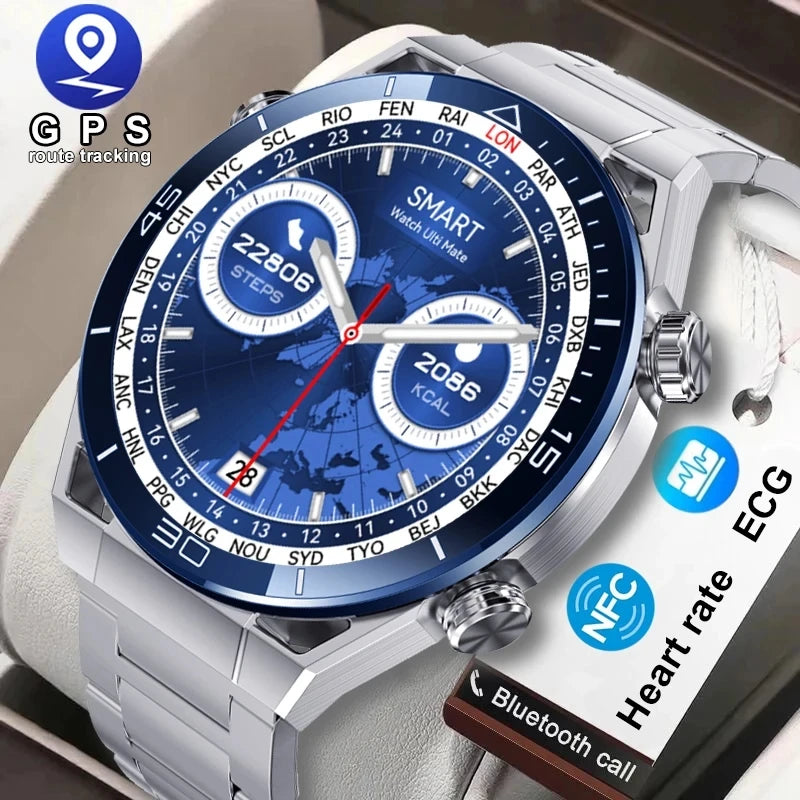 2024 New NFC ECG+PPG Bluetooth Call Smart Watch Men GPS Track Compass Bracelet Sport Fitness Ultimate Smartwatch For Android IOS