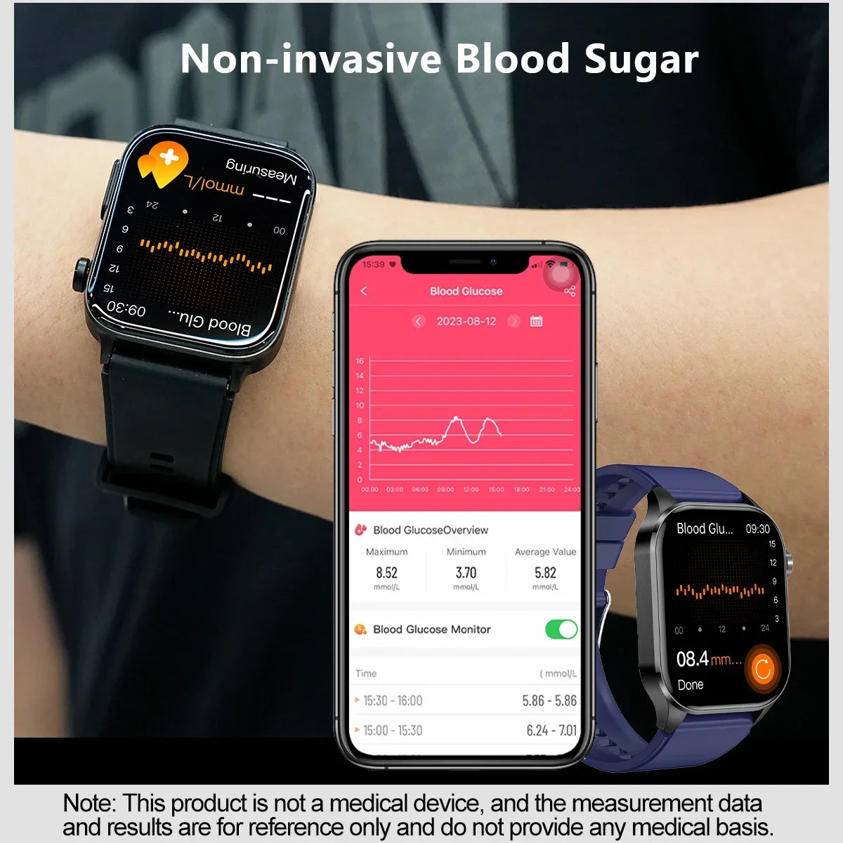 2024 AI Medical Diagnosis Blood Lipids Uric Acid Blood Glucose Smart Watch Men ECG+PPG Fitness Tracker Bluetooth Call smartwatch