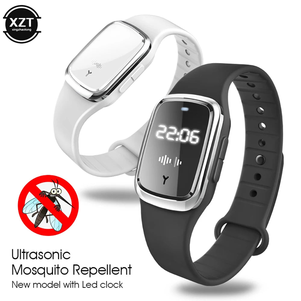 Ultrasonic Mosquitoes Repeller Bracelet Anti Mosquitoes Bite Charging Prevent Mosquitoes Wrist Watch display time For Outdoor