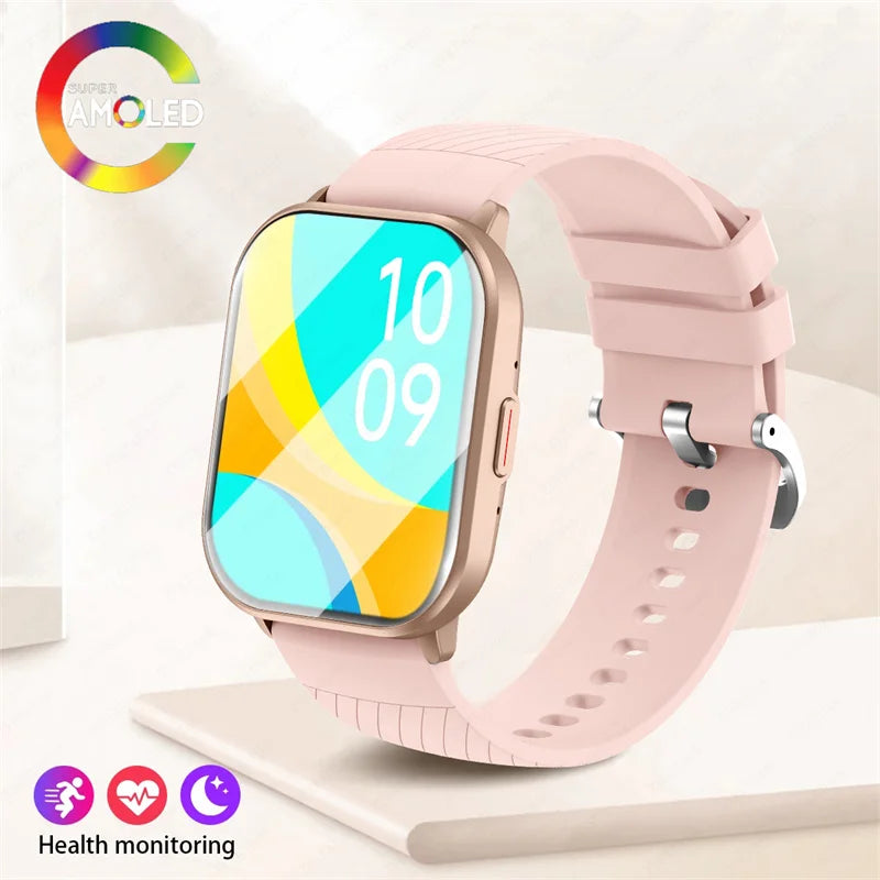 2.01 inch HD Screen 2024 Smart Watch Women Voice Assistant Bluetooth Call Sports Health Monitor Women Smartwatch For Android IOS