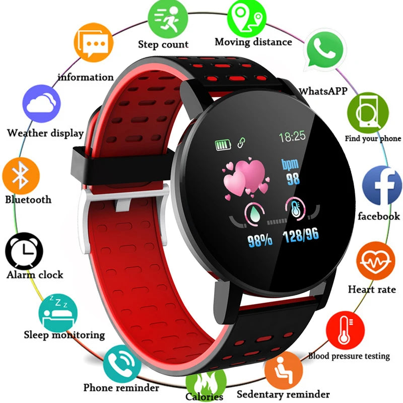 119 Plus Smart Watch Men Women WaterproofBluetooth Fitness Tracker Smartband Custom Wallpaper Sports Smartwatch for Android IOS