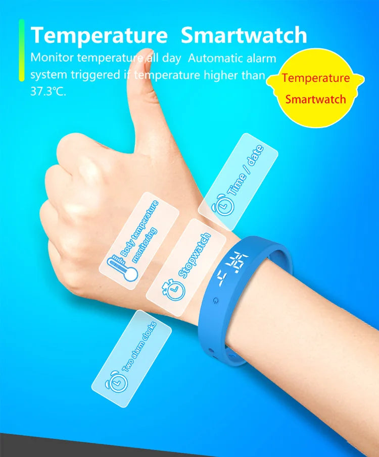 LED Digital Smart Bracelet Monitor Thermometer Vibration Alarm Wristband Smart Bracelet Waterproof Smartband for Student