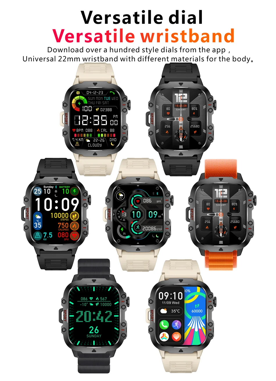 LIGE 2024 Outdoor Men Smartwatch Bluetooth Call SOS Sport Watch Voice Assistant 3ATM Waterproof Smart Watches For Android IOS