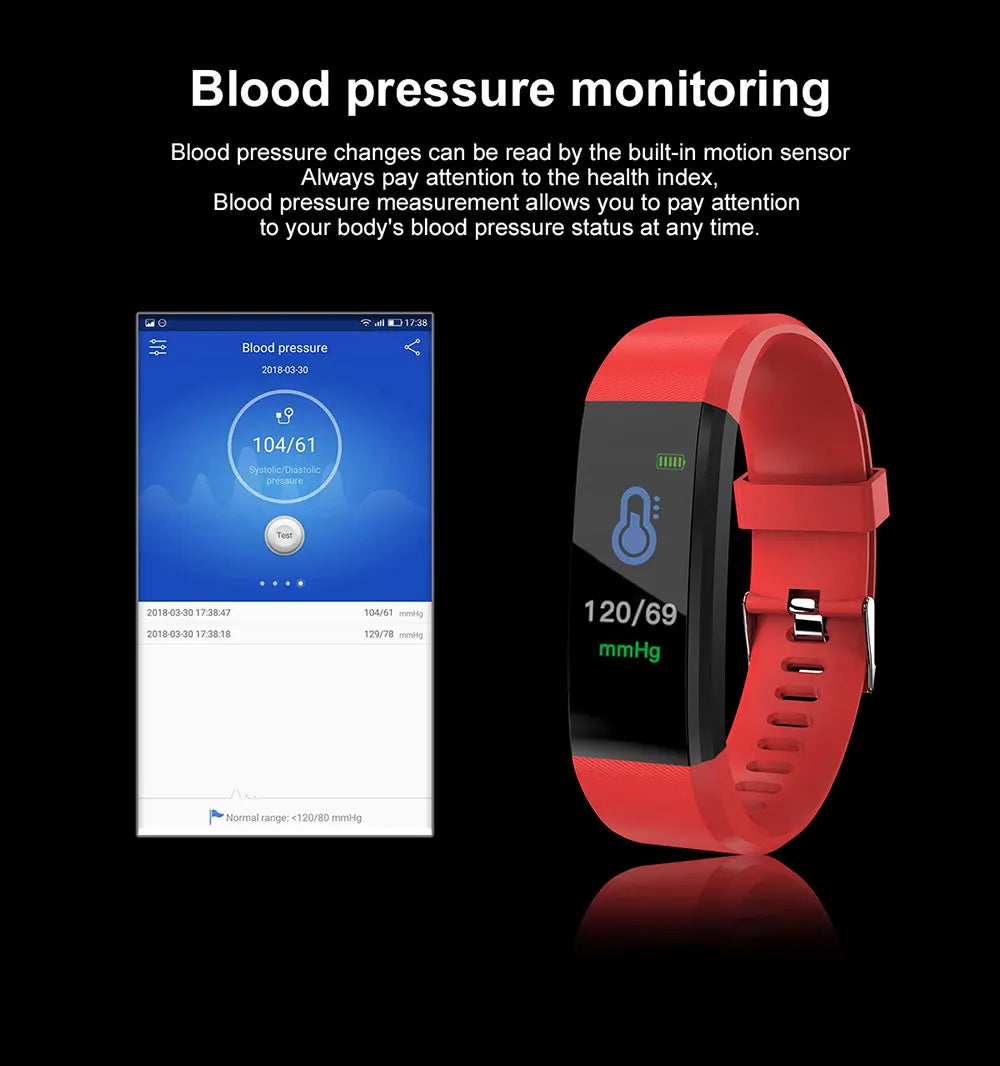 New Smart watch 2024 Men Sport Fitness Tracker Watches Women Blood Pressure Heart Rate Monitor Smart Band Wristband 115 Plus