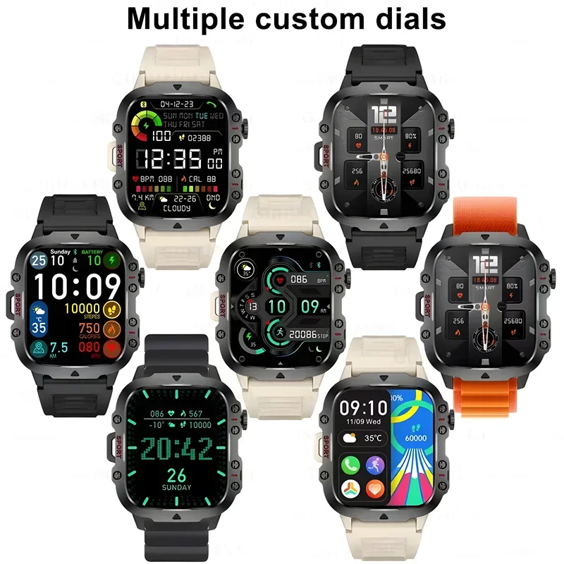 2024 New Bluetooth Call Smart Watch Fitness Motion Blood pressure Watch Men 3ATM Waterproof 2.0 Inch SmartWatch For Android IOS