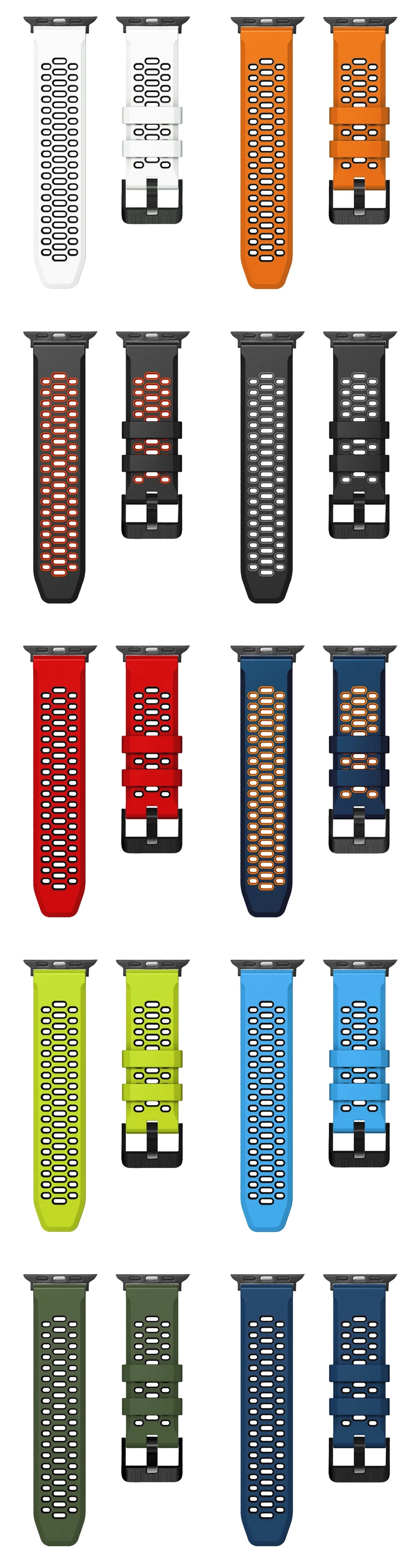 Breathable Silicone Strap For Apple Watch Ultra 2 49mm Band Bracelet Wristband For Apple Watch Series 9 8 7 SE 6 45mm 44mm 42mm