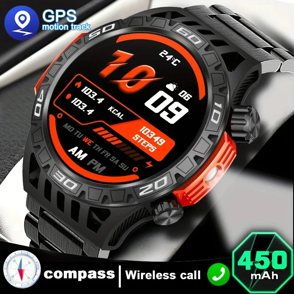 New Smart Watch Men With LED Flashlight Sports Fitness Watch IP68 Waterproof Health Monitoring Bluetooth Call Smartwatch 2024