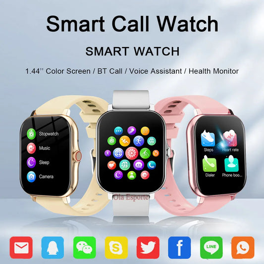 Smart Watch For Men Women Gift 1.44" Screen Full Touch Sports Fitness Watches Bluetooth Calls Digital Smartwatch Wristwatch 2024