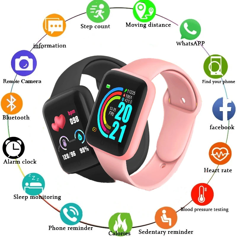 Y68 Smartwatch Multifunction Smartwatch Men Women Bluetooth Connection Mobile Phone Music Fitness Sports Bracelet Sleep Monitor