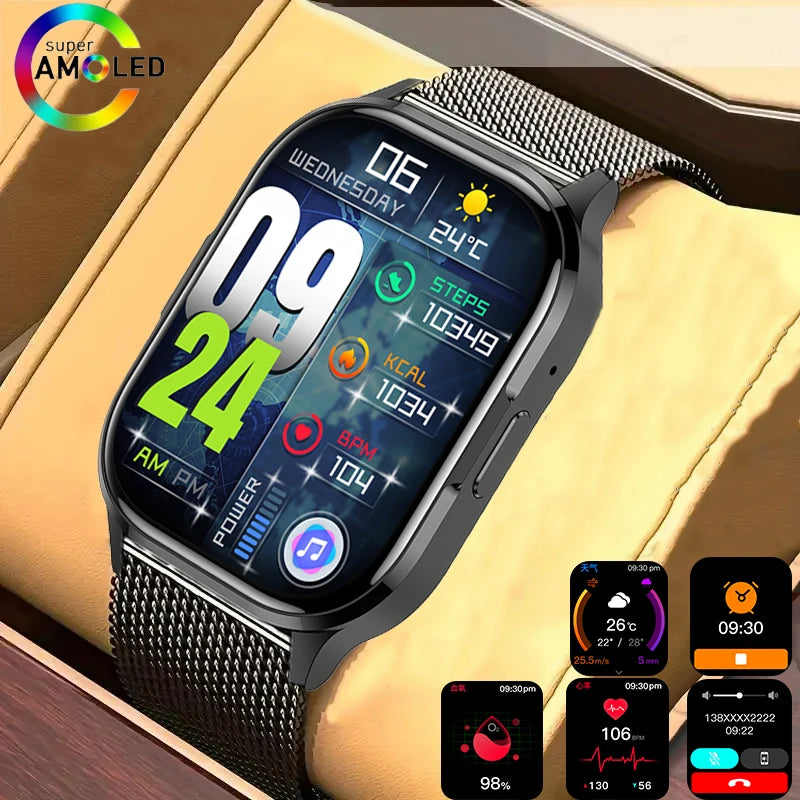 2024 New AMOLED Screen Smart Watch Always Show Time Bluetooth Call Series High Refresh Rtae Smartwatch Men Sport Watches Women