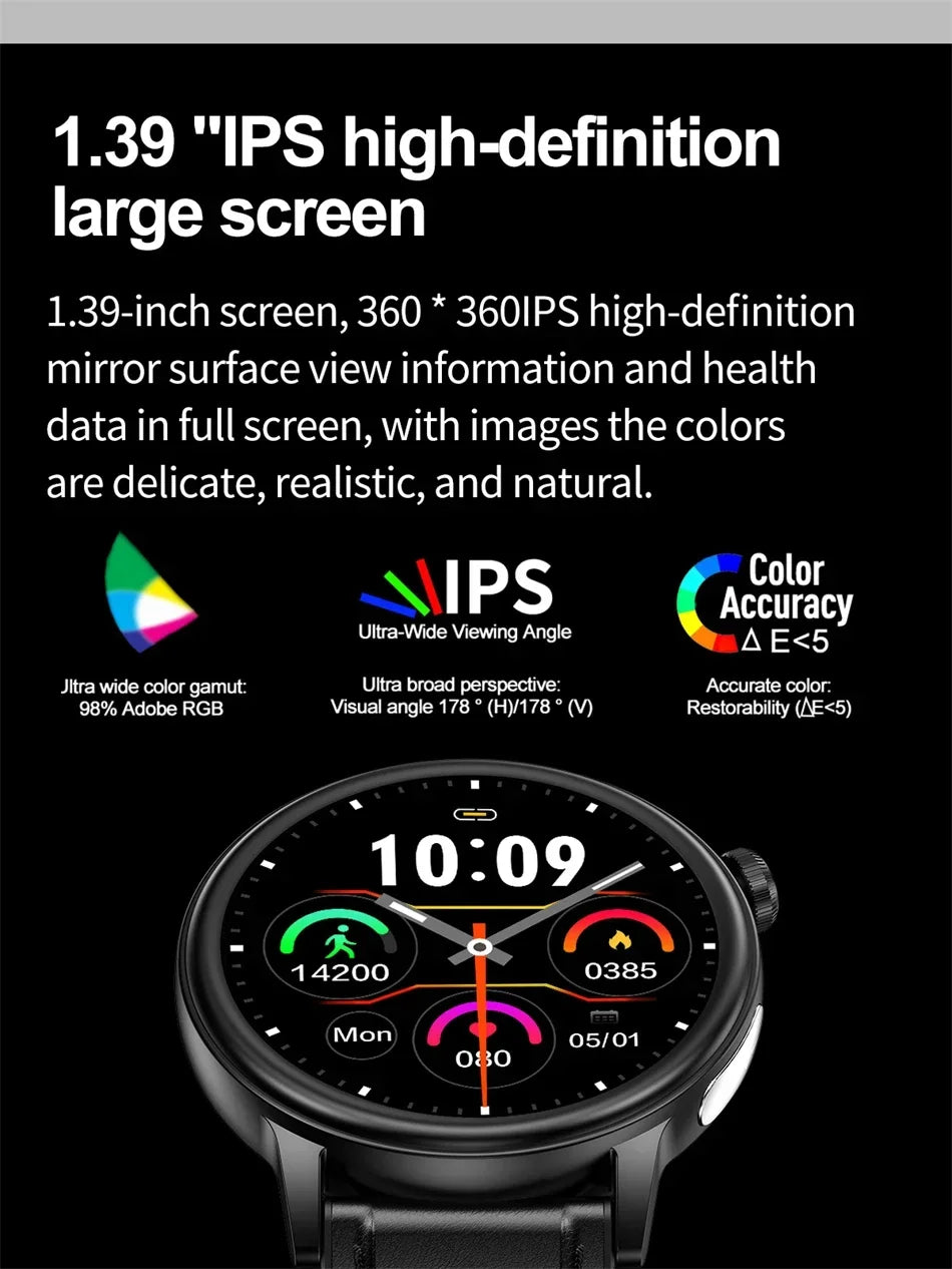 2024 New Blood Lipids Blood Glucose Smart Watch For Men ECG+HRV Fitness Tracker Bluetooth Call Clock Uric Acid Health Smartwatch