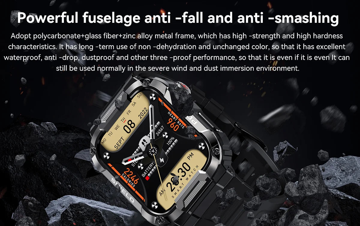 XIAOMI 2024 Rugged Military Smart Watch Men For Android IOS Ftiness Watches Waterproof 1.85'' AI Voice Bluetooth Call Smartwatch