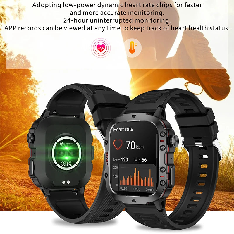 2024 New For Xiaomi Military Smart Watch Men IP68 5ATM Outdoor Sport Fitness Tracker 24H Health Monitor 1.96 inch Smartwatch+Box