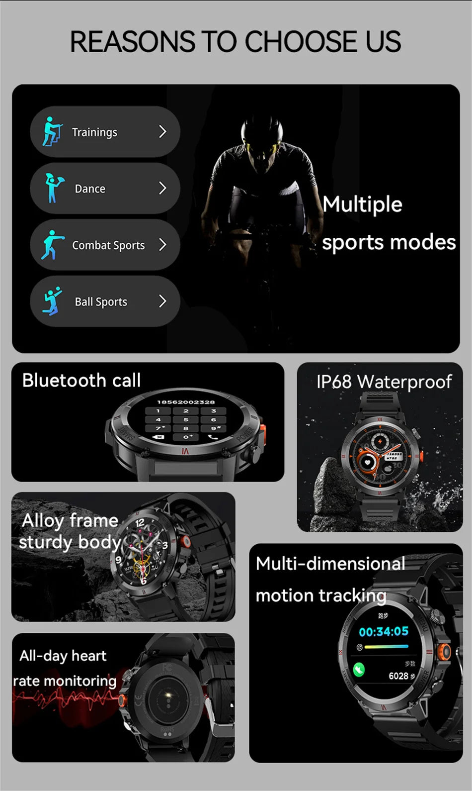 2024 New LED Flashlight Smart Watch Men 1.46 inch AI Voice GPS Motion Track IP68 Waterproof Full Touch Screen Calling SmartWatch