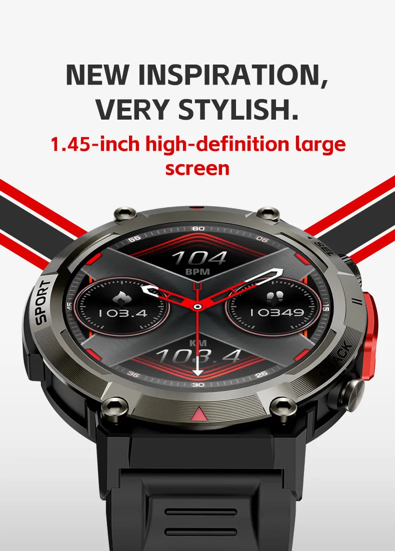 2024 New Smartwatch with Illuminated Flashlight Bluetooth Phone APP Download Waterproof Sports Watch for Men for Xiaomi Huawei