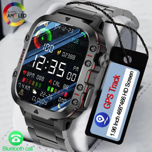 For Huawei Xiaomi GPS Track Smart Watch Men 1.96-Inch 466*466 Ultra HD AMOLED Screen Bluetooth Call SmartWatch Wacthes 2024 New