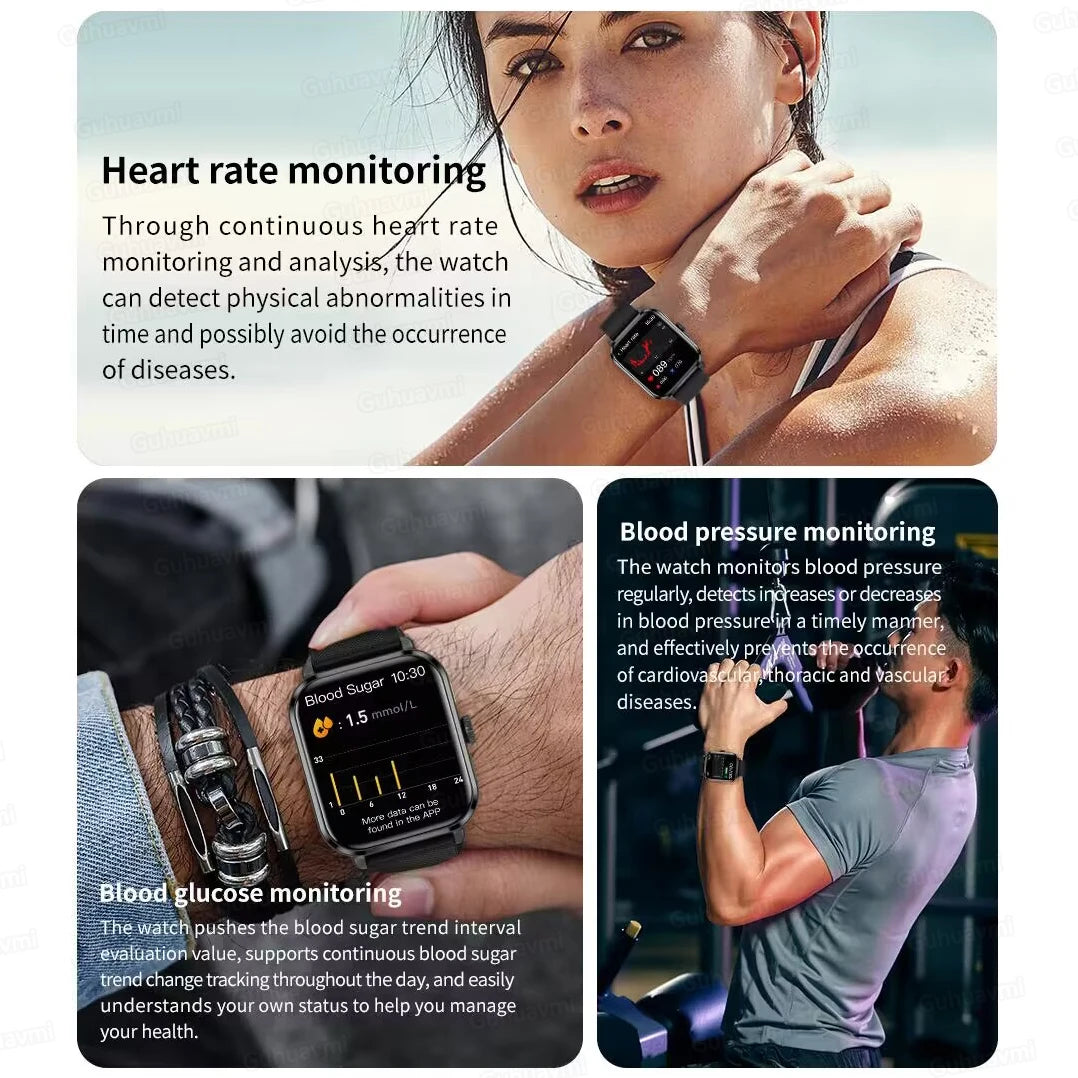 For ios Series 9 AMOLED Smart Watch Men Blood Sugar Bluetooth Call GPS Sport Tracker IP68 Waterproof Women Smartwatches 2024 New