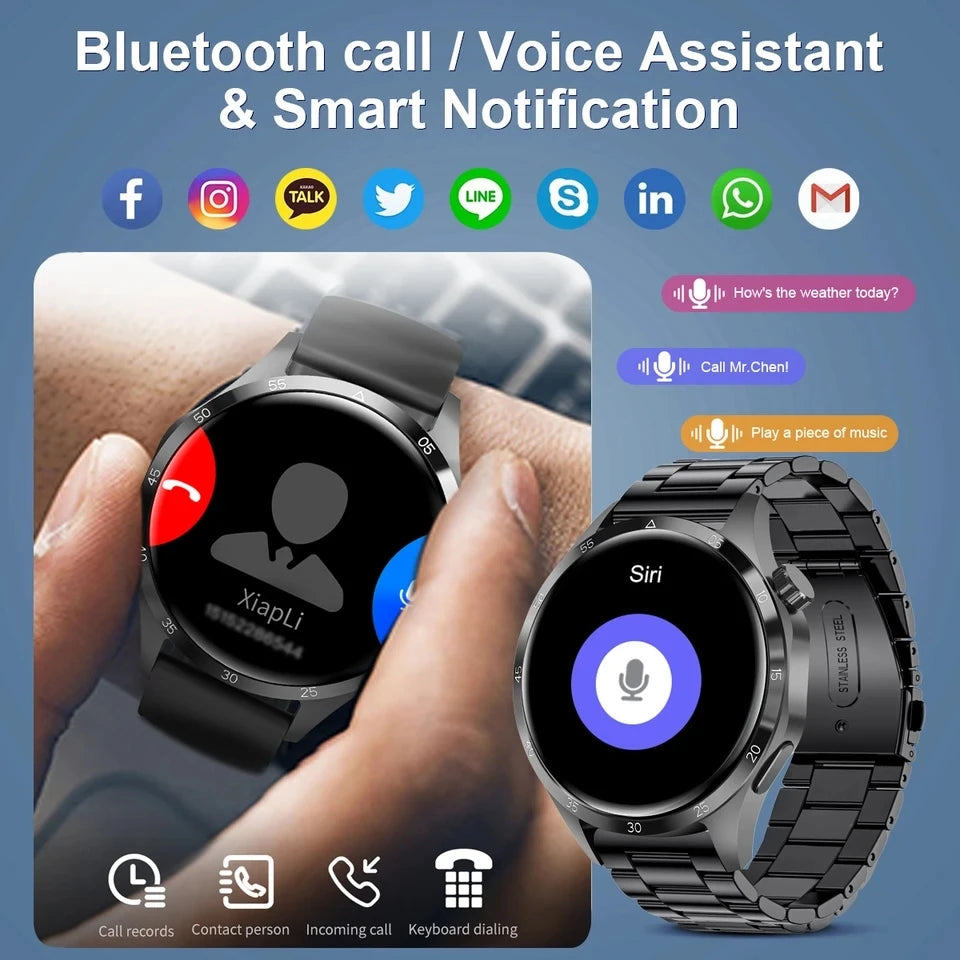 2024 New Smartwatch Mens AMOLED Screen Bluetooth Call GPS Sport NFC Health Monitor Smartwatch GT Plus Watch For Android IOS Man