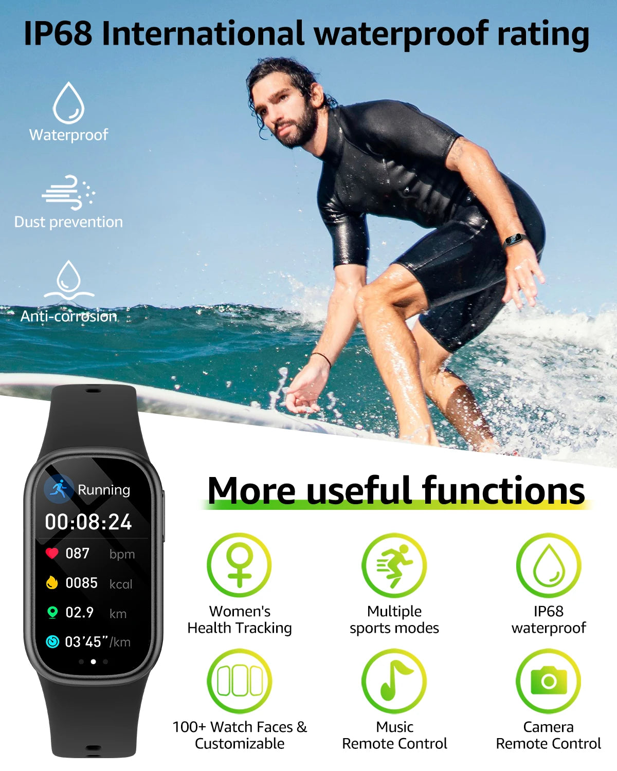 2024 New B7 Smart Watch Man Woman Heart Rate Fitness Tracker Sports Bracelet For ios Android Huawei Bluetooth Call Smartband