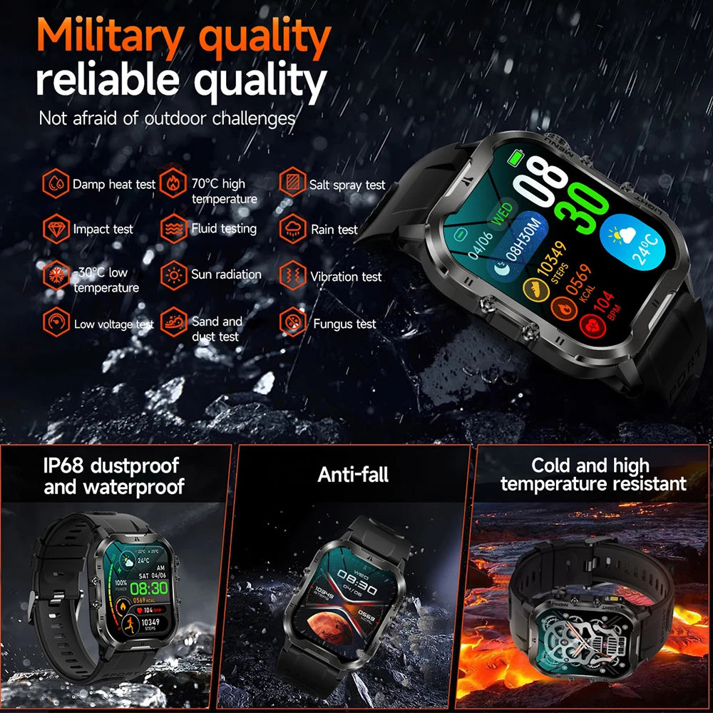 2024 New For Xiaomi Upgrade Sport smartwatch Men 370mAh Battery GPS Track Compass Altimeter Call Outdoors Waterproof Smart Watch