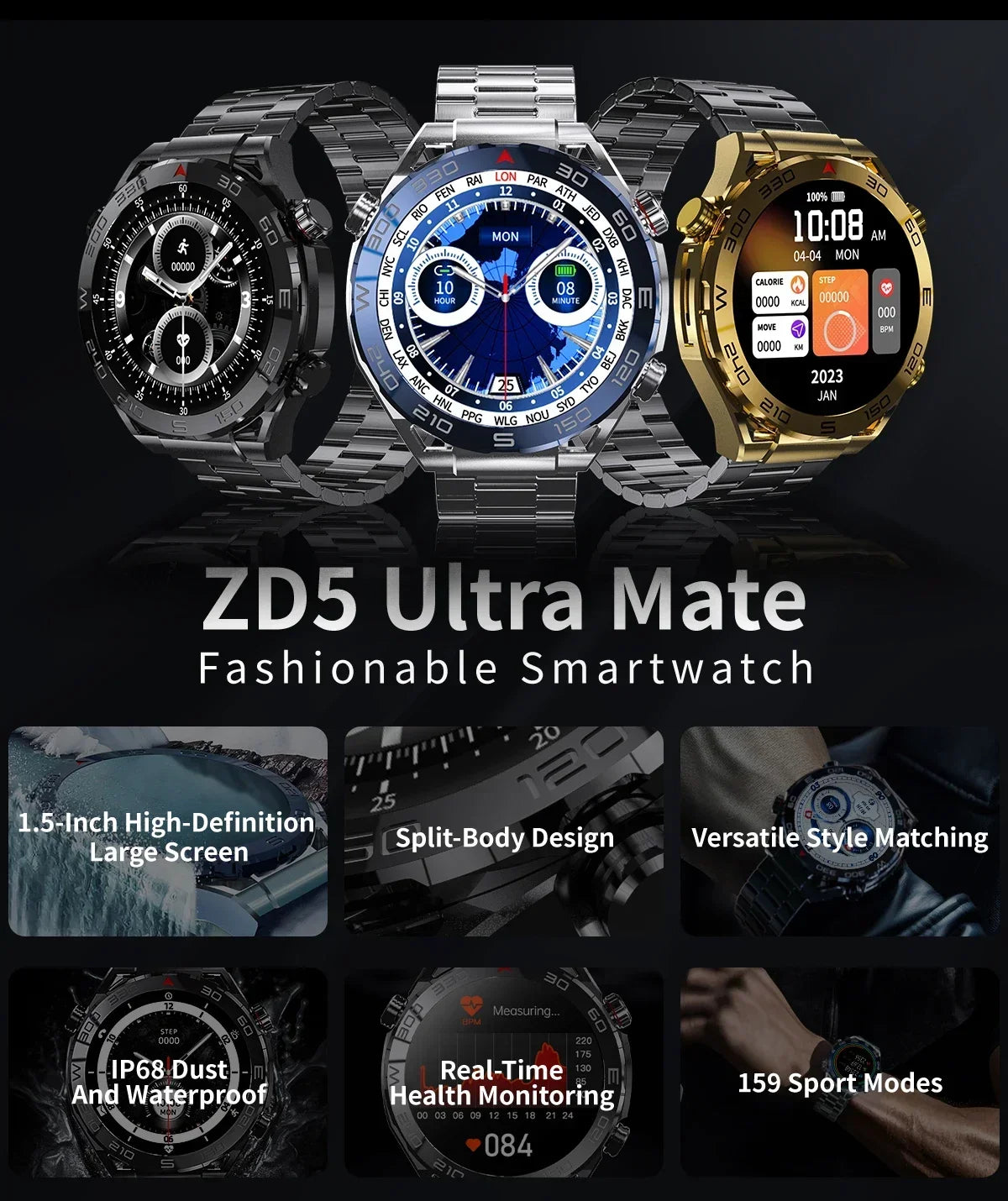 2024 Zordai NFC ECG Bluetooth Call Smartwatch GPS Tracker Motion Bracelet Fitness For Huawei Watches Ultimate Smart Watch Men