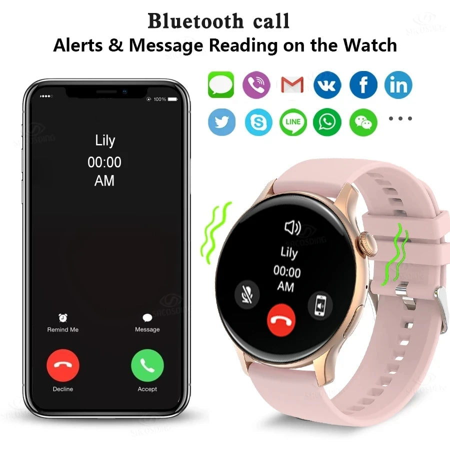 2024 Bluetooth Call Ladies Smart Watch Men AMOLED 466*466 HD Screen Always Display Watches Custom Dial NFC SmartWatch For Xiaomi