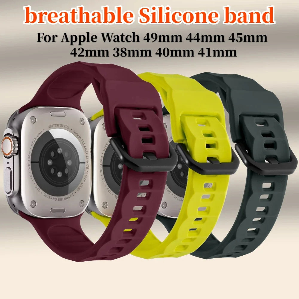 Silicone Strap for Apple Watch Ultra 2 49mm 9 8 7 45mm 41mm Band Sports Bracelet Wristband iWatch 6 5 4 3 2 SE 44mm 40mm Correa