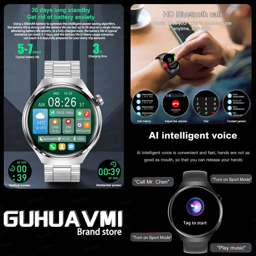 2024 New GT4 Pro GPS Smart Watch Men AMOLED HD Screen Bluetooth Call IP68 Waterproof Heart Rate Rugged Military Smartwatch Woman