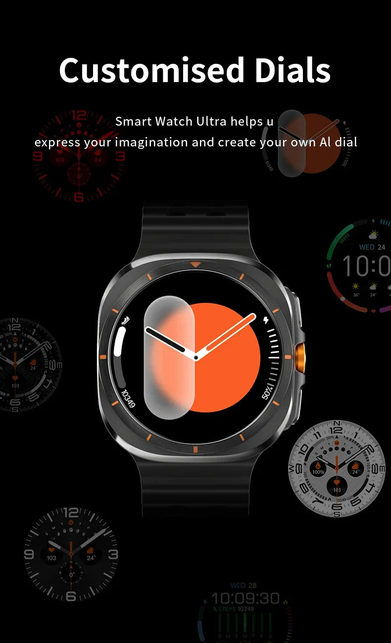 2024 New Smartwatch Amoled Screen Crystal Glass Bluetooth Call Compass Multi-sports Smart Watch Man Woman For Galaxy Watch Ultra