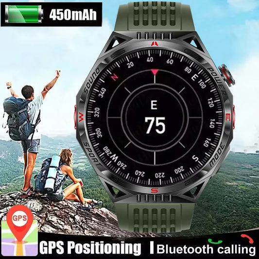 2024 New Men Smart Watch LED Lighting Compass GPS Track Bluetooth Call IP68 Waterproof Sports Fitness Tracker Sports Smartwatch